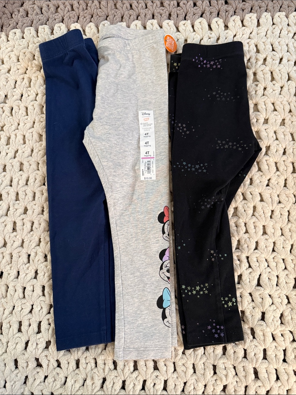 Girls' 3-Pack Leggings - Navy, disney Heather Gray & Black with stars